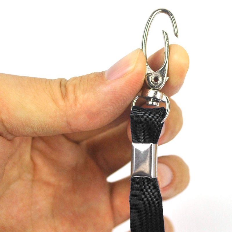 Ollain Black Lanyards for Name Tag Id Badges Nylon Cruise Lanyard Swivel Hooks Clips 100 Pack - Image 2